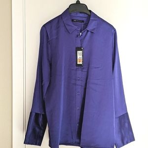 "M&S" button down silk shirt; US 6